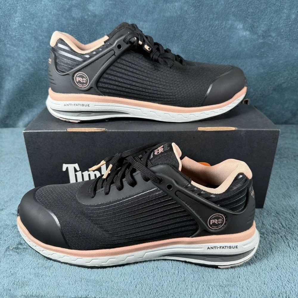 Timberland Pro Womens Anti-Fatigue Black/Peach Composite Toe Work Shoes Size 7.5